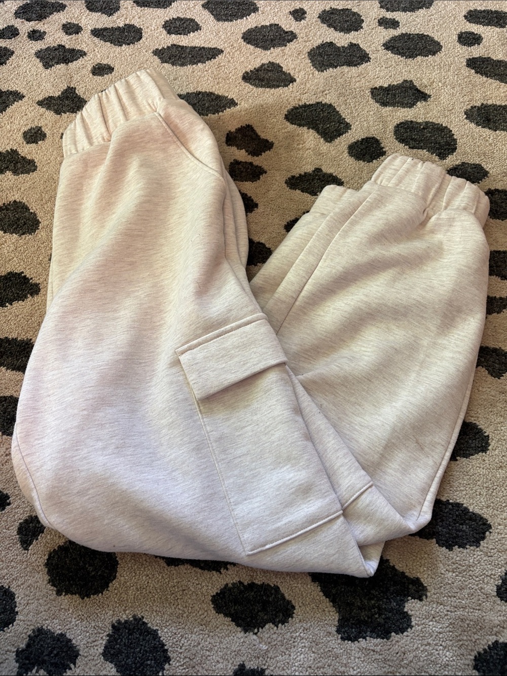 Womens Neutral Cream Cargo Sweatpants